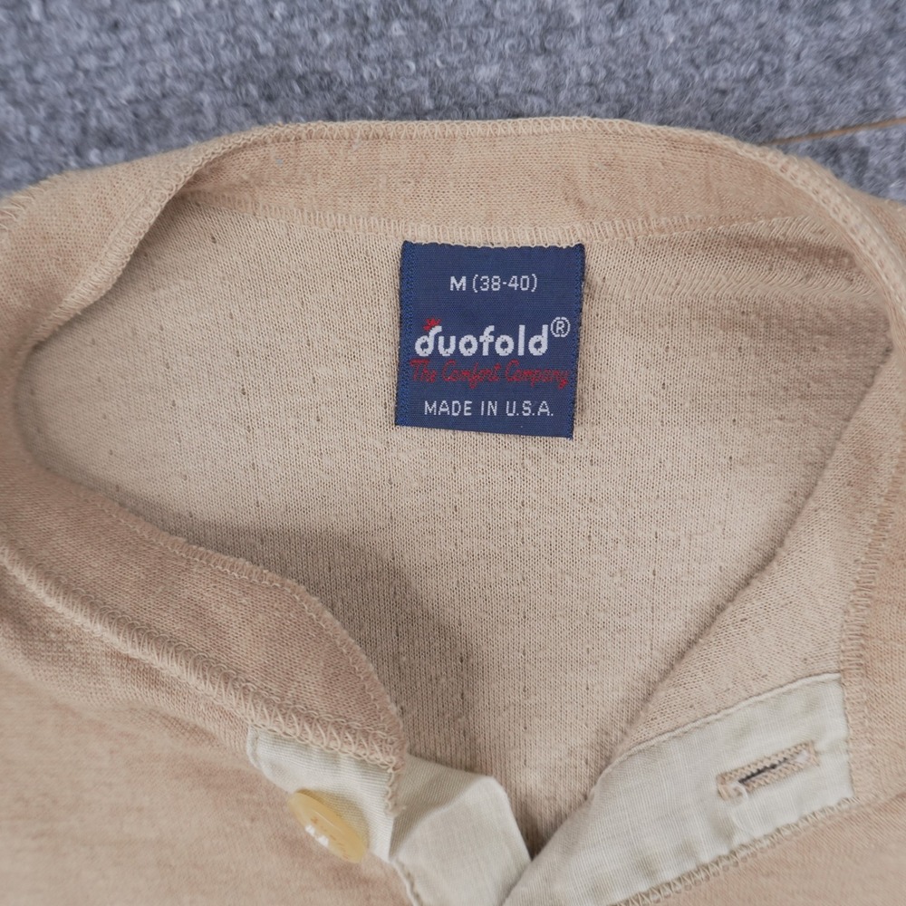 Vintage Duofold Thermal Henley Men M Tan Wool Blend Base Layer Made in USA - Picture 2 of 9